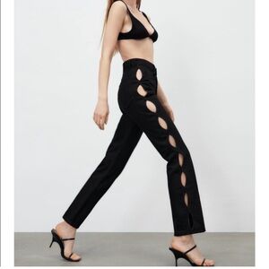 Zara Black Cut-Out Women's Pants